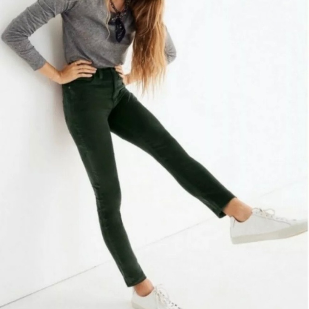 Madewell 10" High Rise Skinny Velvet Pant Green 34